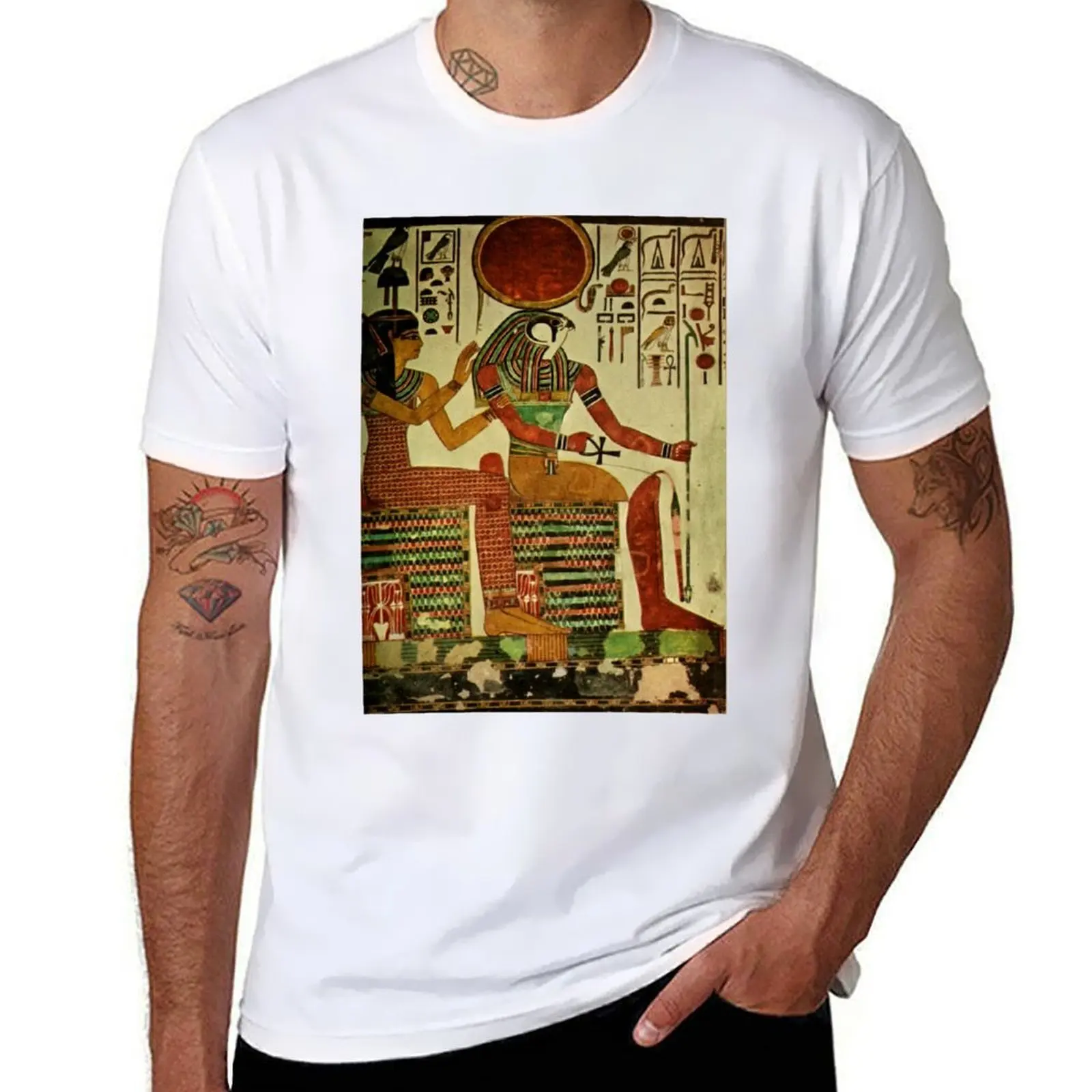 

Ancient - Egyptian Wall Paintings 1956, Horus T-Shirt man t shirt cotton man graphic t shirt T-Shirt