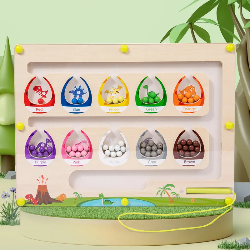 Magnetic Dinosaur Egg Sorter - Wooden Color Matching Board for Kids