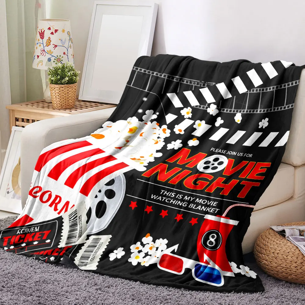 Movie Night Blanket - This Is My Movie Watching Blanket, Soft & Cosy Printed Throw with Film Reel/Popcorn/3D Glasses Design,