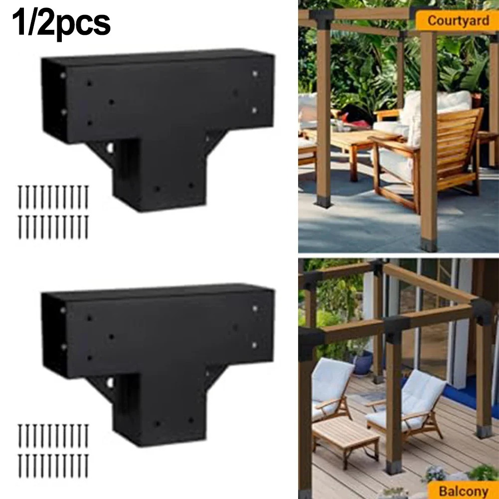 

1/2 X Adjustable Pergola Post Anchor Base Brackets Kit For Deck Railing Mailbox Metal Brackets 3.6*3.6Inch For Deck Handrail Rai