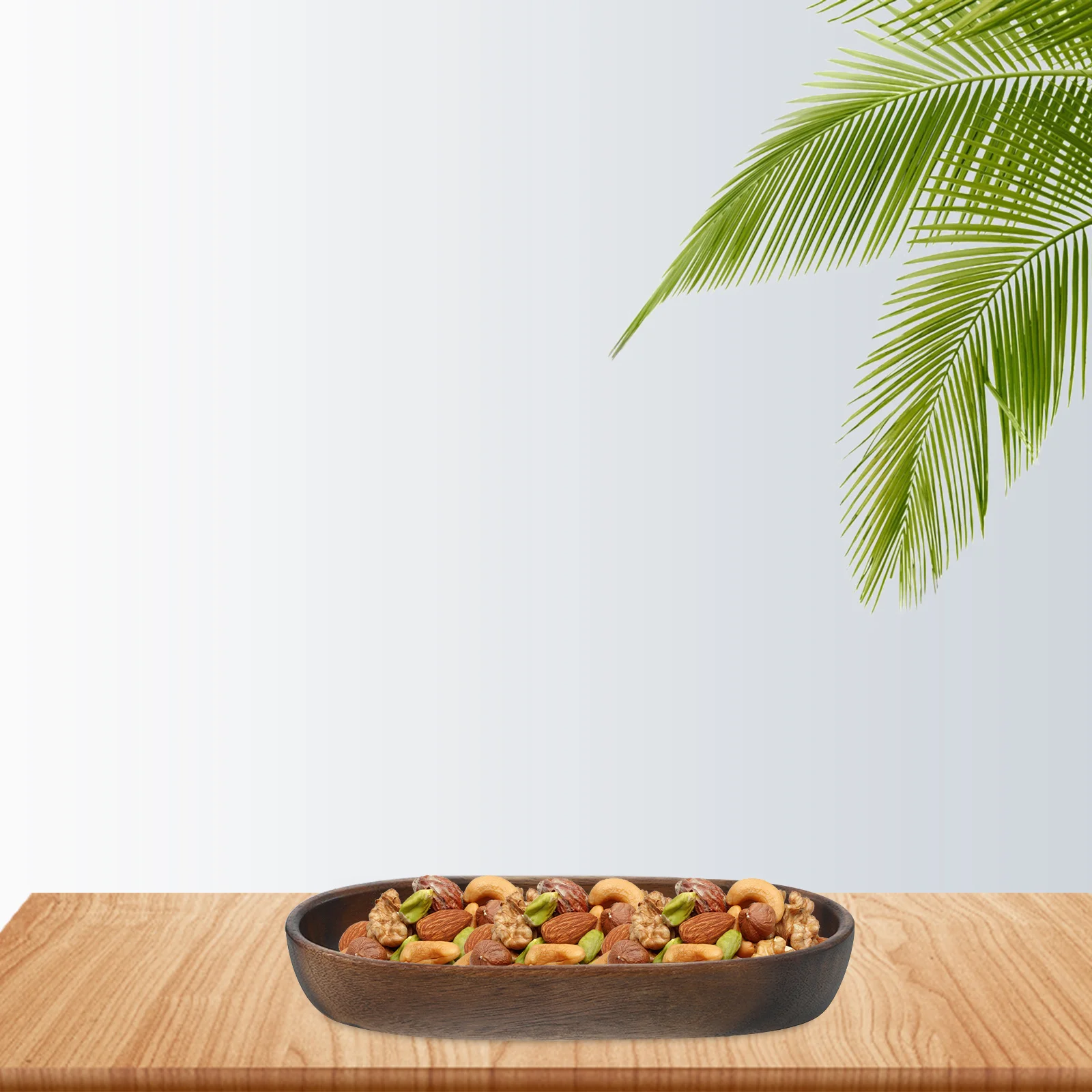 Bandeja de Madera para Servir en Forma de Barco, Plato de Madera Maciza Natural para Frutas, Aperitivos, Ensaladas, Pan, Postres, Bandeja Decorativa Rústica