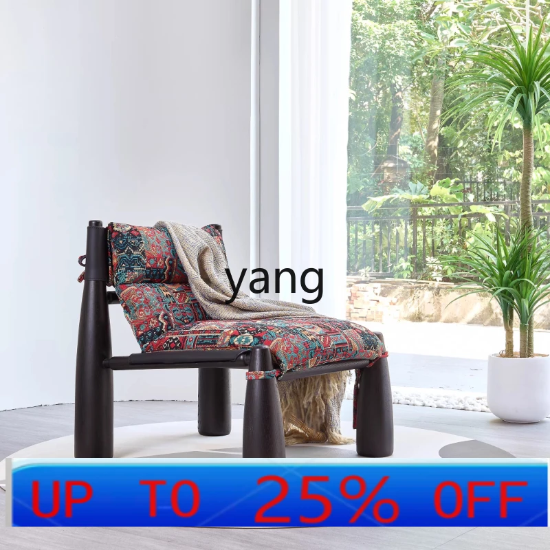 

LTT creative retro single leisure chair solid wood frame single sofa chair