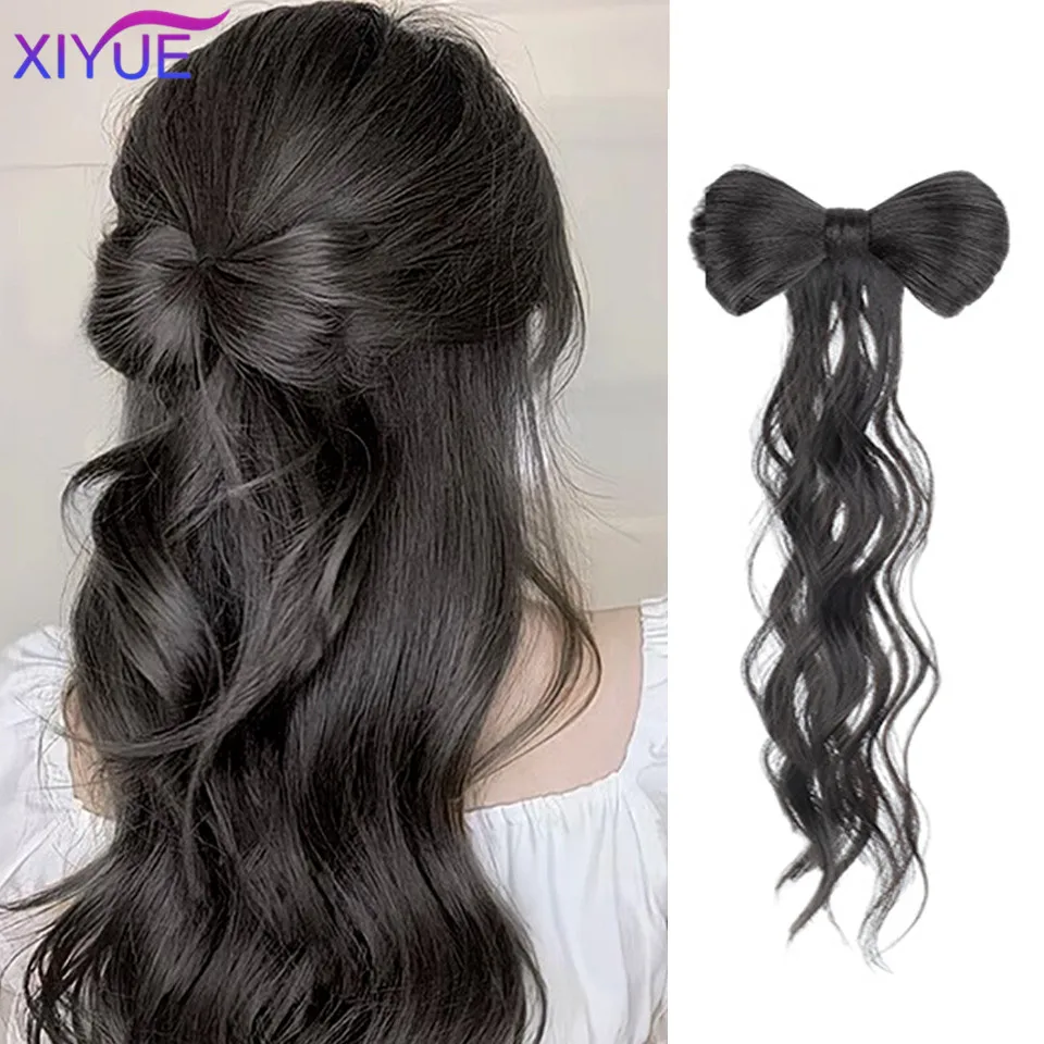 

XIYUE wigshigh ponytails lazy bows half tied chicken feathers grab clipsChinese clothing ancient style wig braid