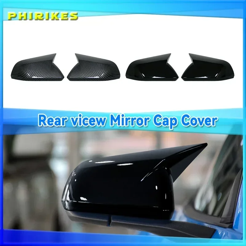 

1 Pair For Ford Mustang 2015-2022 Glossy Black Carbon Fiber Color Rearview Side Mirror Cover Caps Auto Exterior Accessories