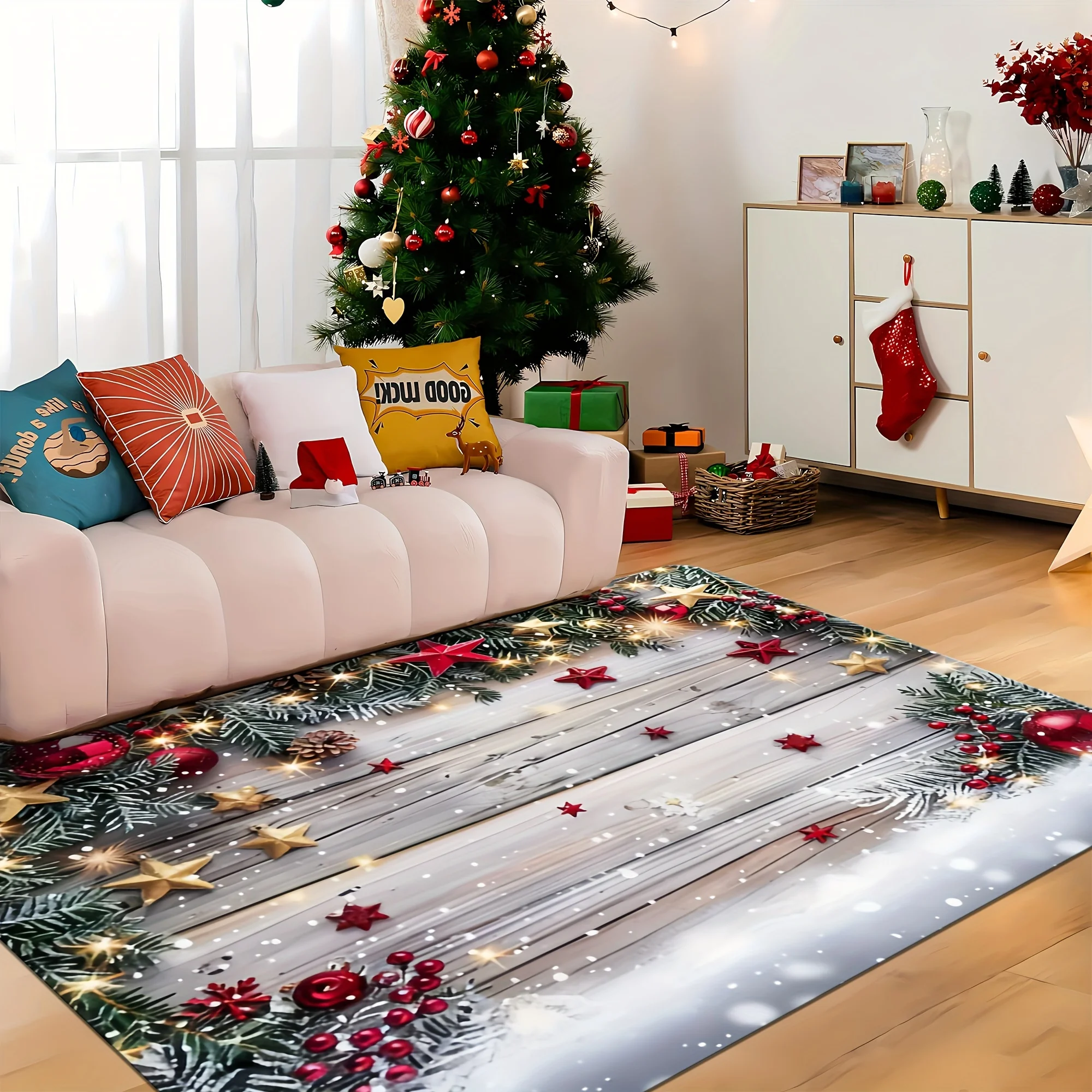 

Рождественский тематический коврик для декора, для спальни/гостиной/отеля/ресторана, красивый домашний декор, напольный коврик на открытом воздухе