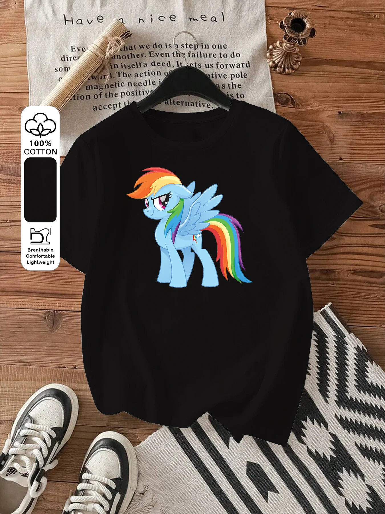 

My Little Pony Rainbow Dash Cartoon Print Womens Summer New 100 Cotton Short Sleeve T Shirt