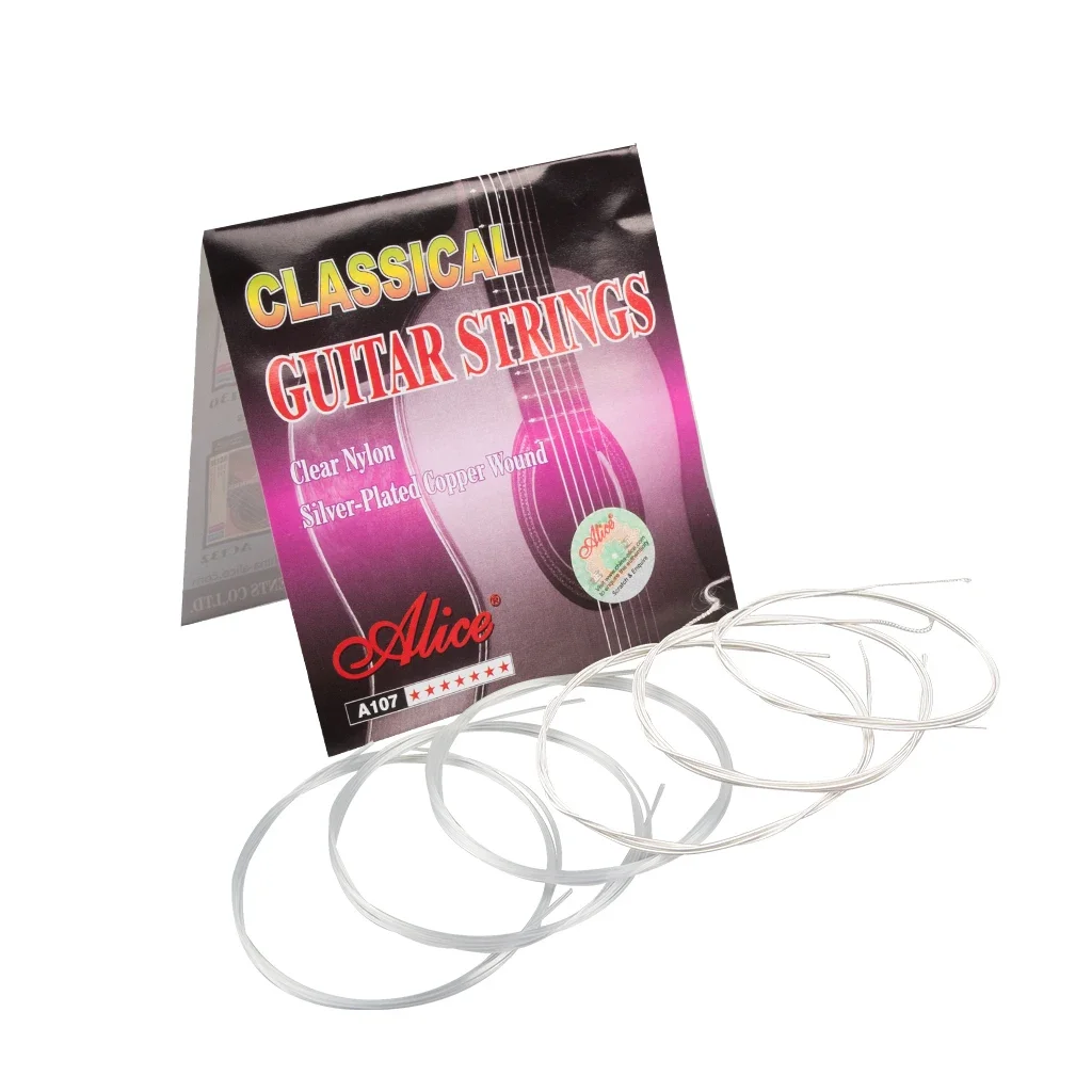 1 Pack Classical Guitar Strings Alice String A107-N Clear Nylon Core Silver Plated Copper Alloy Wound Normal Tension