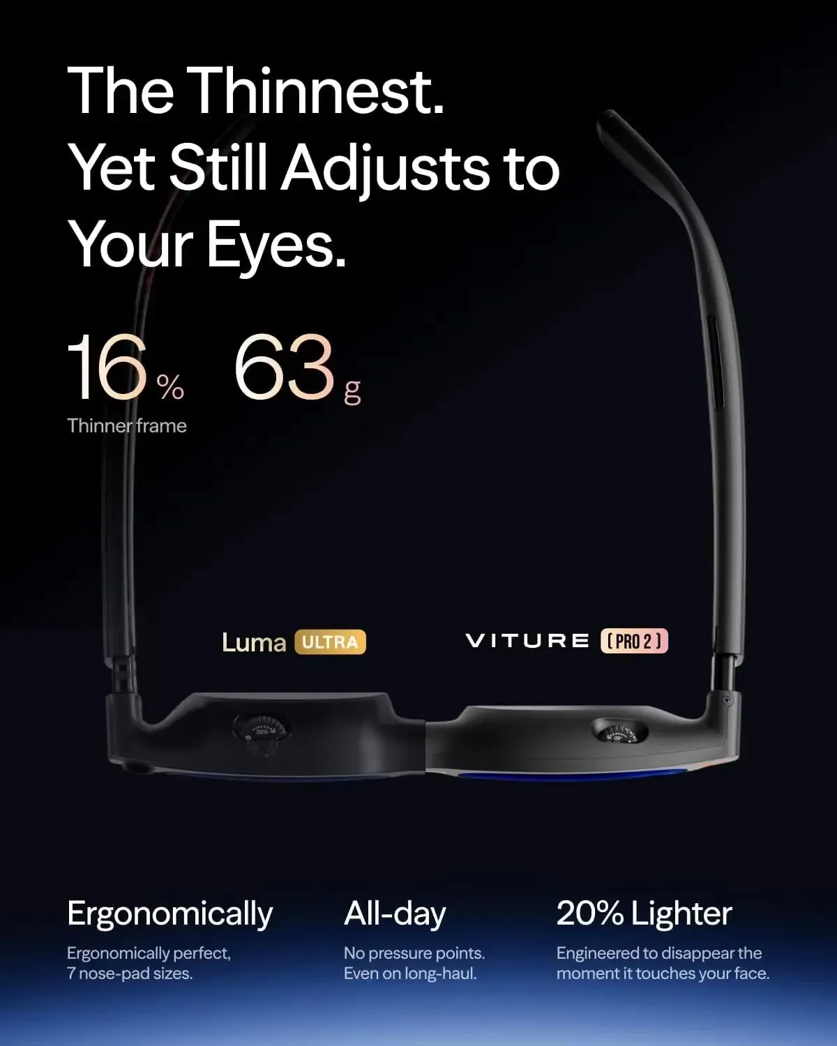 Viture Pro 2 XR/AR Smart Glasses 0-500 Degree Myopia Adjustment Eye-Soothing Micro-OLED Screen for Learning/Gaming/Watching image 3