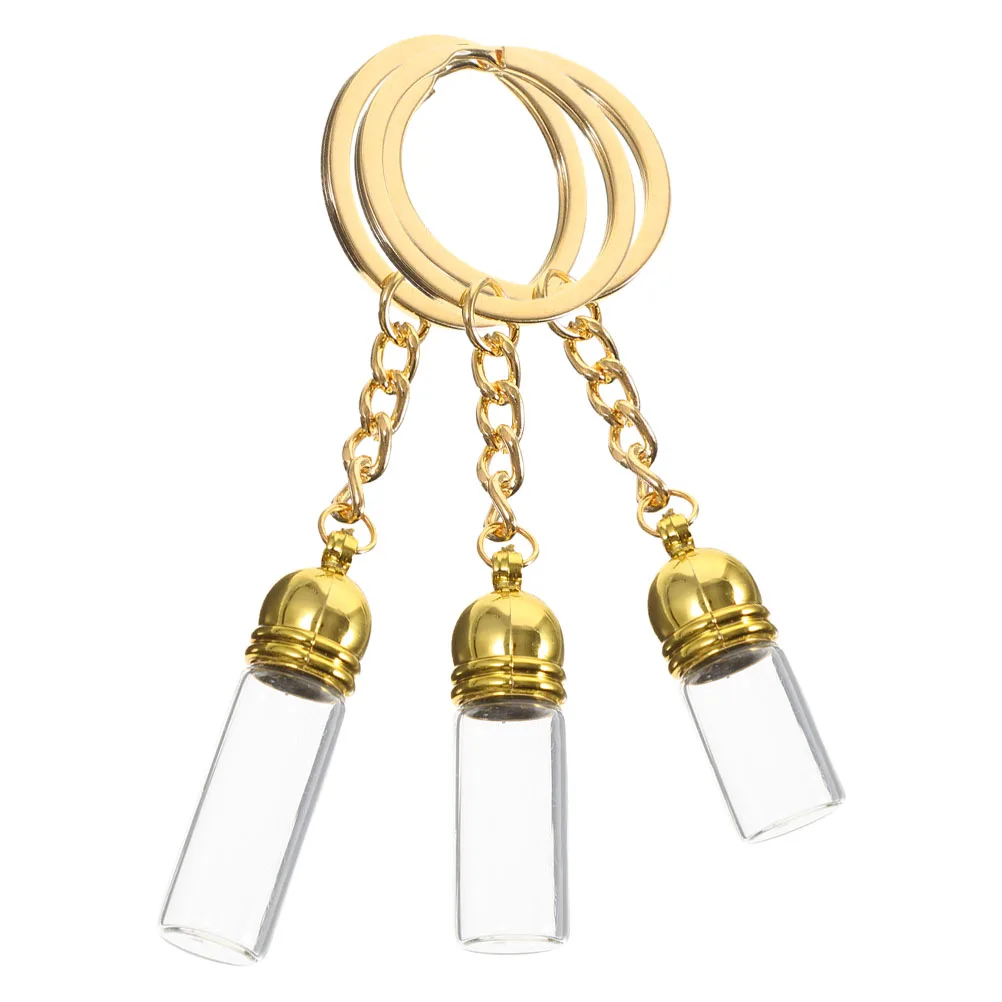 

3Pcs Glass Bottle Keychain Portable Travel Perfume Refillable Essential Oil Dispenser Mini Vials Pendant Keychain Bottle