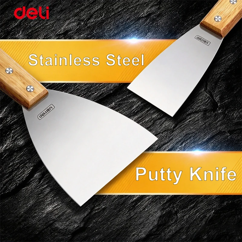 Wood Putty Knife 1/2/3/4/5 Inch Stainless Steel Blade Wooden Handle Putty Scraper For Wall Repair Surface Cleaning Home Tools