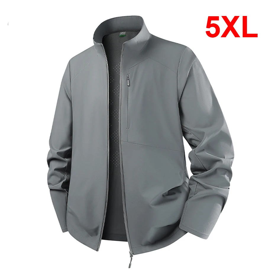 Summer Breathable Jacket Men Fashion Casual Solid Color Jackets Coats Quick-drying Fishing Jacket Male Big Size 5XL