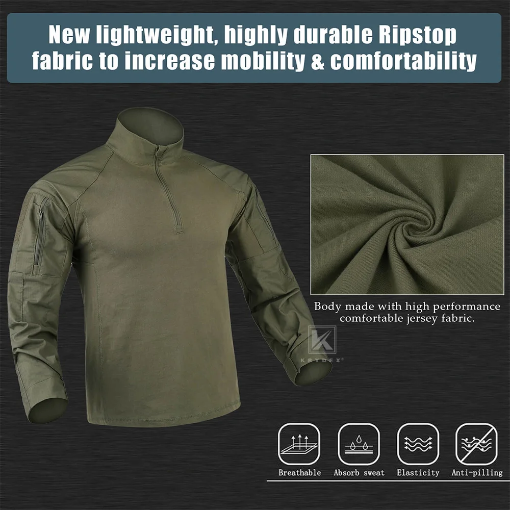 Imagem -02 - Terno Uniforme de Combate para Homens Camisa Tática e Calças Joelheiras Caça Roupas Masculinas Conjunto de Camuflagem Camo Ranger Verde Krydex-g4