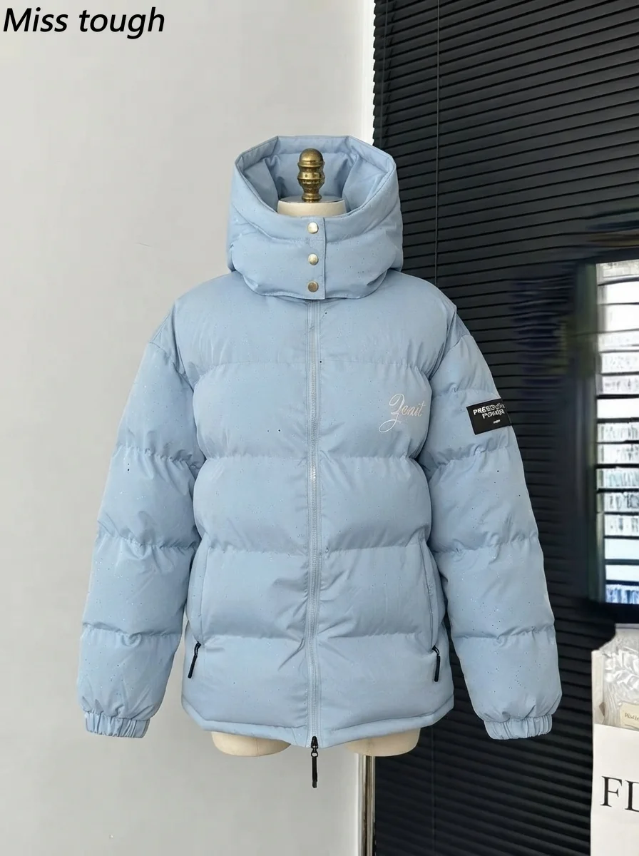Puffer Padded Cotton Jacket Women's Winter Coat Harajuku Warm Thicken Coat Vintage Zip Up Outerwear Casual Streetwear Y2k Outfit