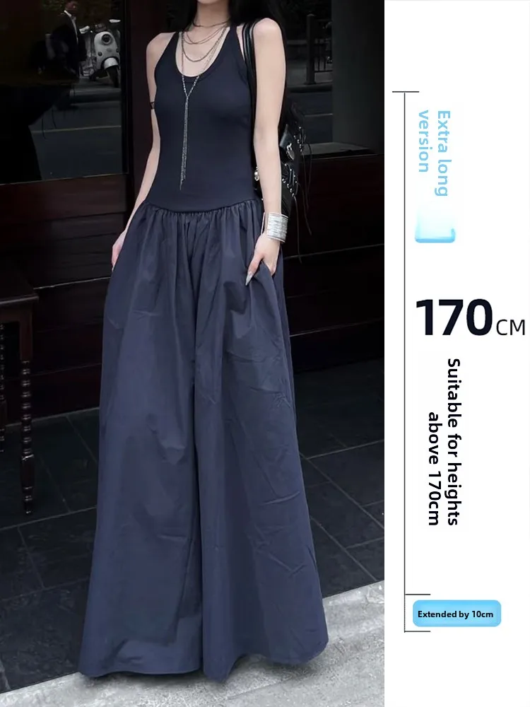 

Новинка лета: Длинное платье-жилет больших размеров для высоких женщин, приталенное, в корейском стиле, с высокой талией, без рукавов