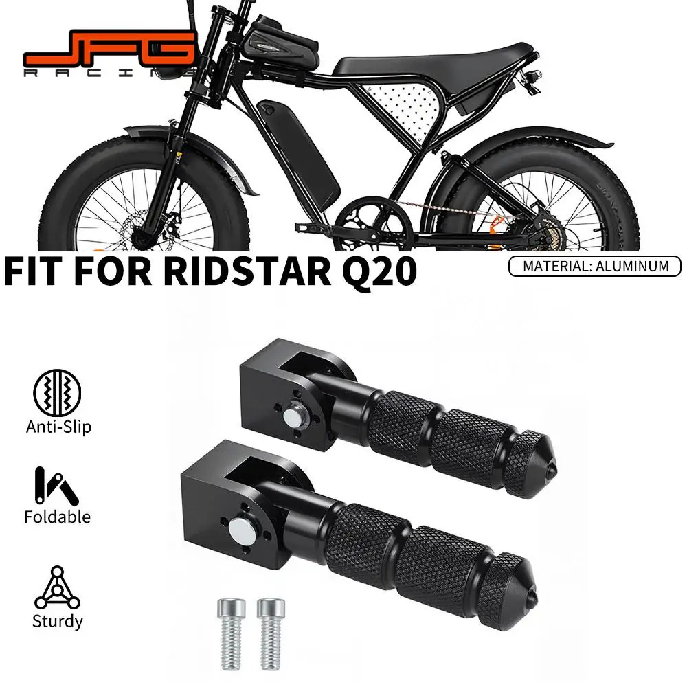 Motorcycle Parts E-bikes CNC Footpegs Rear Passenger Foldable Foot Pegs Footrests M8 For Ridstar Q20 E-Bike Electric Dirt Bike