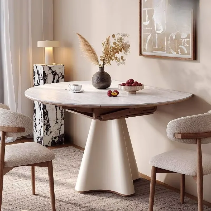 Extendable White Restaurant Tables Minimalist Modern Small Round Restaurant Tables Living Room Mesa Para Cocina Furniture Home
