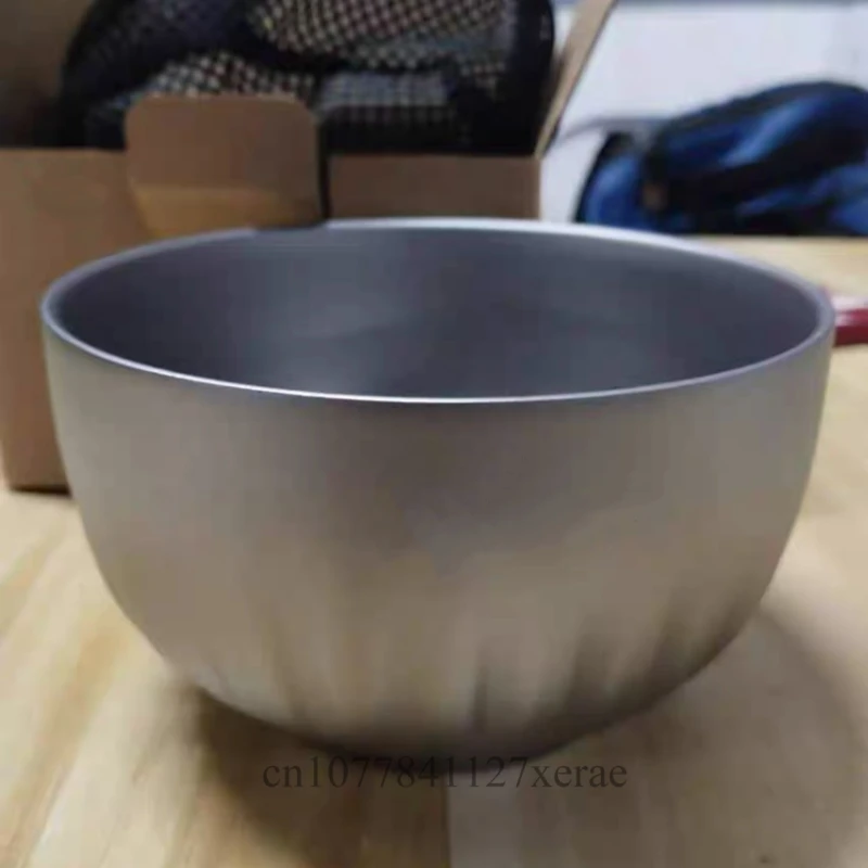 350ml/500ml Pure Titanium Outdoor Camping Bowl Super Lightweight and Portable Picnic Bowl Double-layer Heat-resistant Bowl