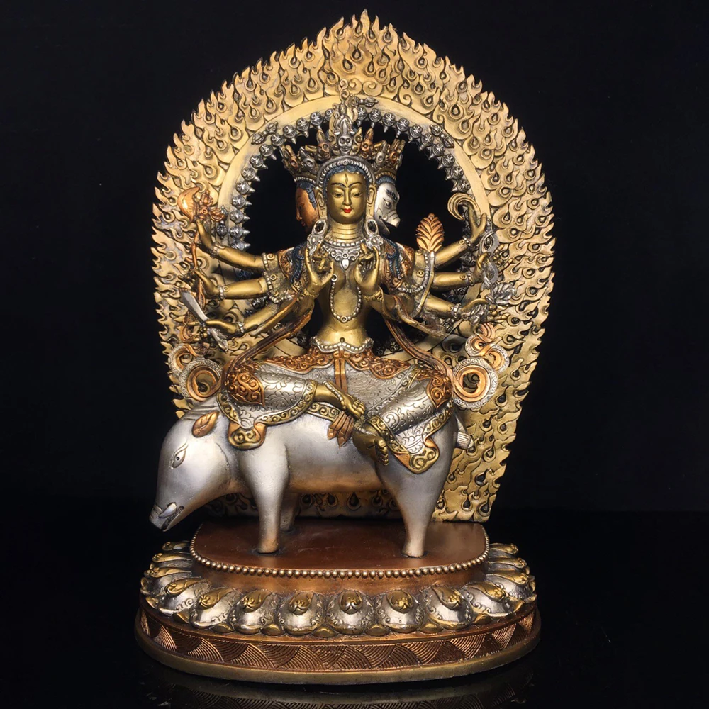 Marici Buddha Statue Exquisite Bronze Painted Unique Design Heavy Patina Fine Craftsmanship Home Decor Gift