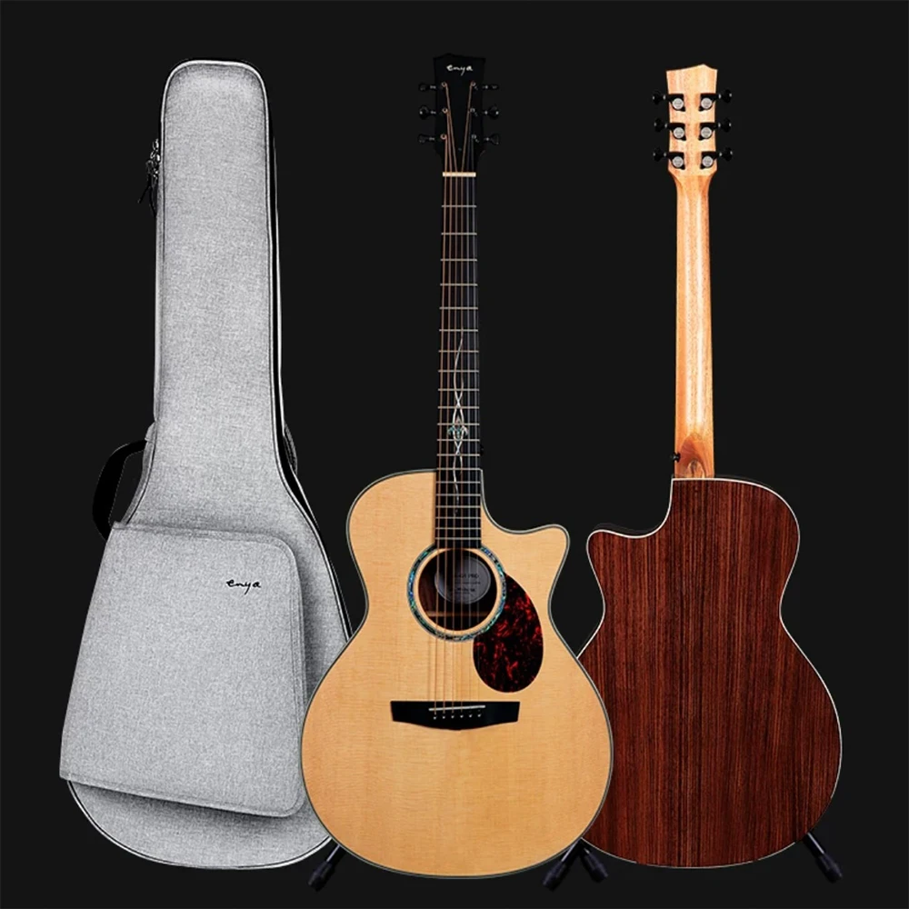 Enya Q1 Pro 41 inch Acoustic Guitar Cutaway Solid Spruce Wood With Case, Strap, String, Capo, Pick EGA-Q1PRO/EQ