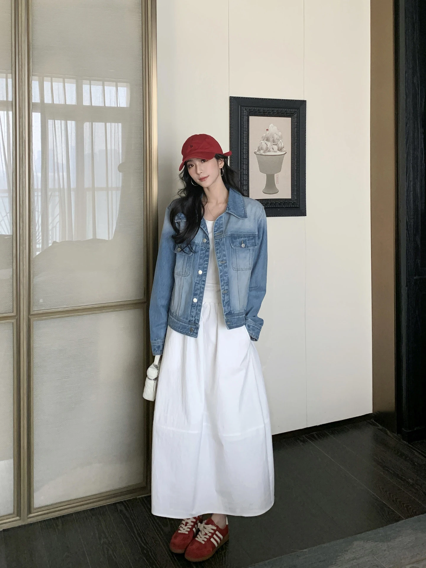 Elegant A-Line Flower Bud Half Skirt for Women Spring Summer Casual Loose Fit High Waist Versatile Beautiful White Skirt