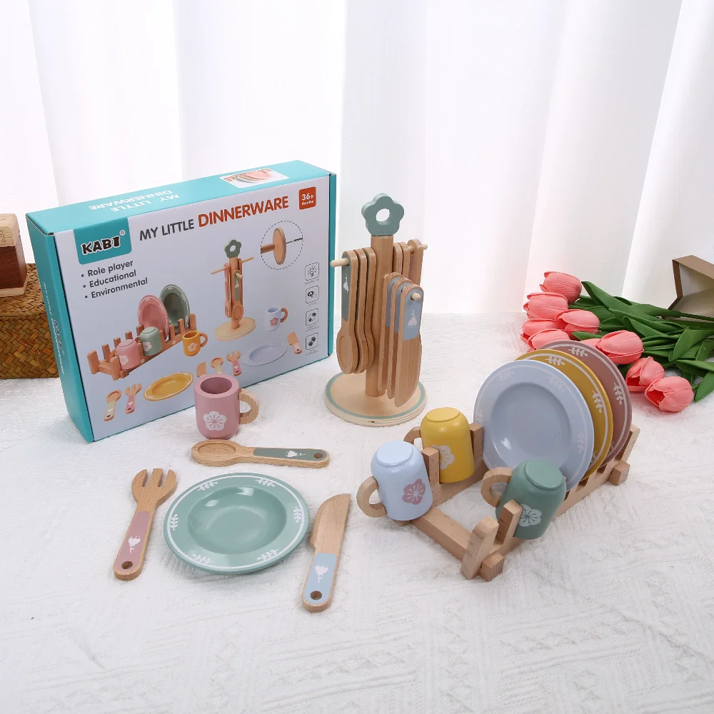 Gesimuleerde thuiskeukengerei voor kleuters, kinderpuzzels, kleine chef-koks, gesimuleerd keukengerei, houten speelgoed