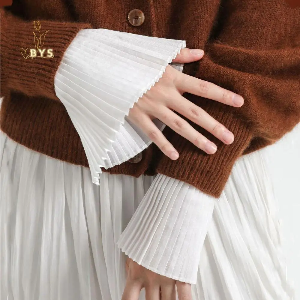 

Ruffles Pleated Fake Sleeves Chiffon Ruched Fake Flared Sleeves Korean Arm Warmers False Cuffs Fake Cuffs Blouse Wrist Warmers