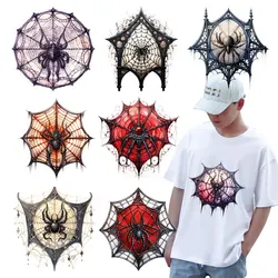 Washable Iron-On Transfers Sticker for T-Shirts, Punk Style Spider Web, Heat Transfer, DIY Clothes Stickers, Wholesale