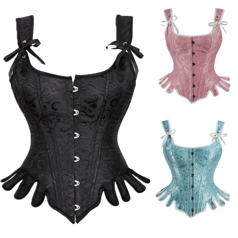 Renaissance Corset Top Vintage Bustiers Corsets Women Vest Corset Slimming Waist Trainer Modeling Strap Pink Gothic Corselet