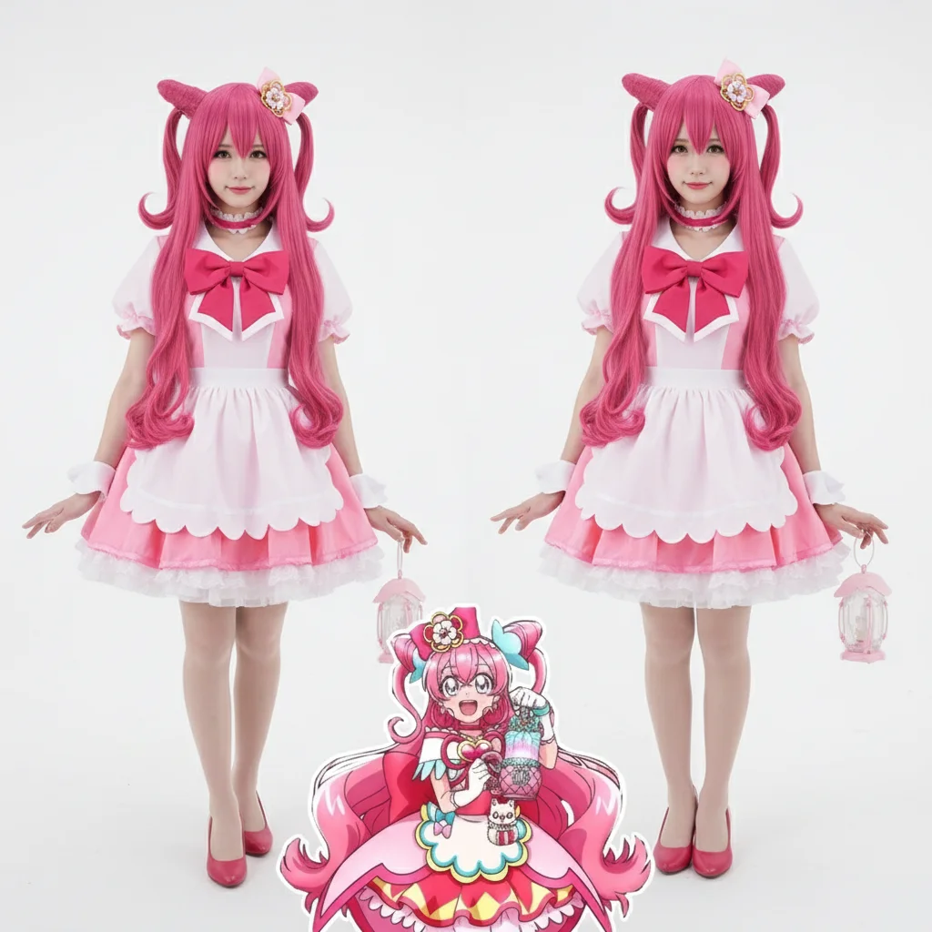 Pretty Cure Cure Precious Woman Cosplay-Perücke, vorgestylte, hitzebeständige synthetische Vollkopfperücke für Anime-Partys und den täglichen Gebrauch