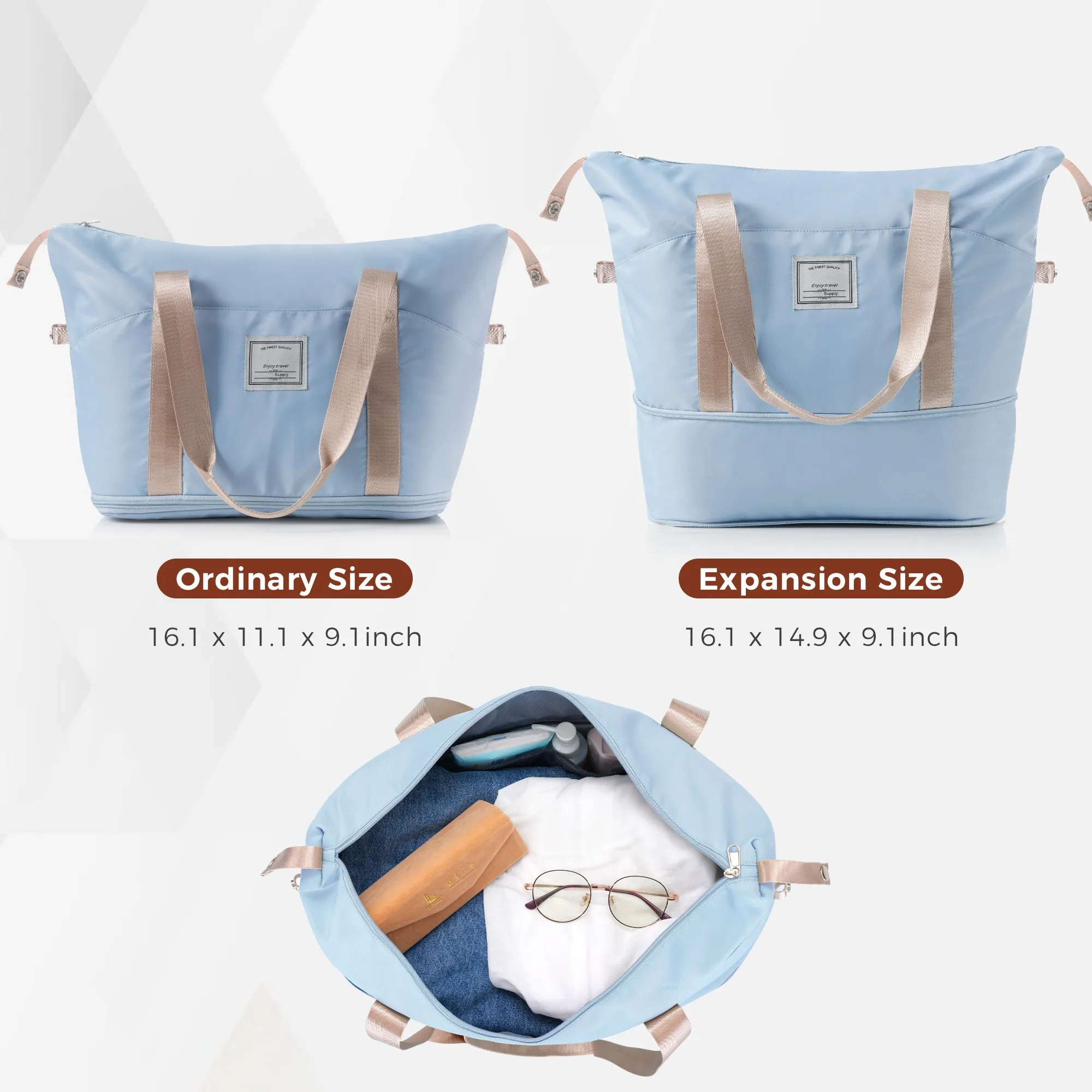 ZHUISHU Set bagasi ABS 4 buah, koper tahan lama dengan tas Travel, Set koper bawaan dengan Spinner 360 °