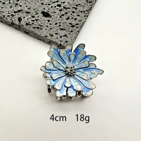 Retro Vintage Enamel Gold Sand Floral Hair Clip Hand-painted Chinese Style Elegant High-end Hair Grip Gradient Hair Accessory