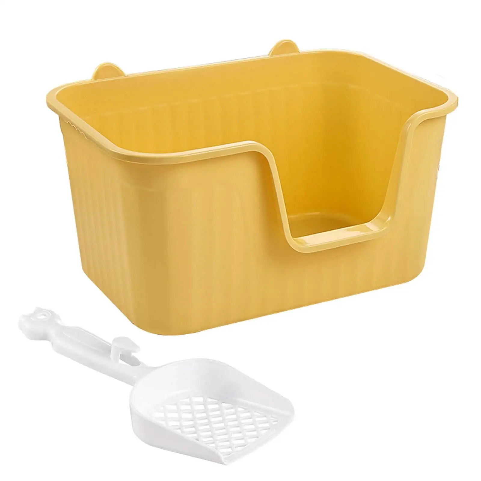 Kitty Toilet Pan Open Top Cat Box High Sides Drop Resistant Pet Bedpan Tray for Indoor Cat Housing