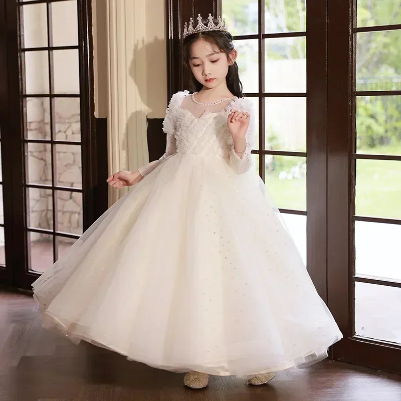 Girl's Princess Dress Flower Girl Dress 2024 New Children's Immortal temperament Host Piano Performance Dress