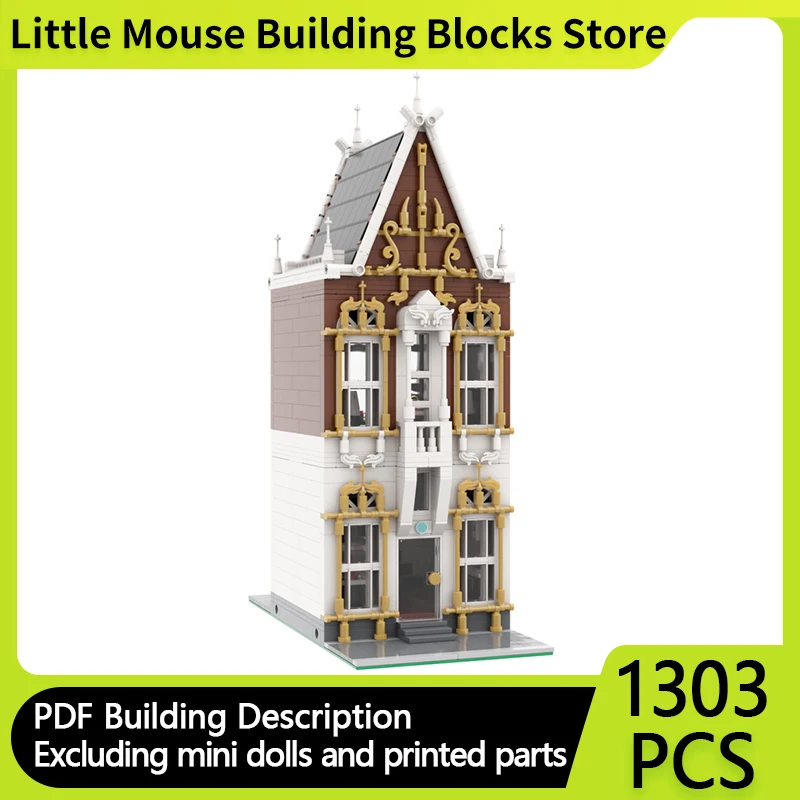 

Модель City Street View MOC, строительные кирпичи, роскошный ювелирный магазин, модульные технологии, подарки, праздник, сборка, детские игрушки, костюм