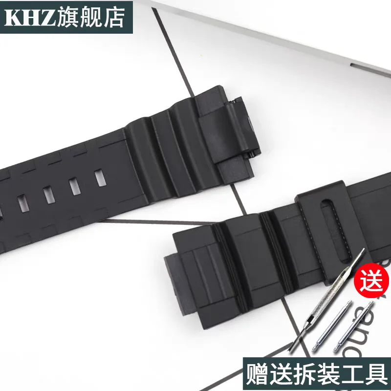 16 مللي متر الرجال الراتنج حزام (استيك) ساعة اكسسوارات ل كاسيو MCW-100H 110H W-S220 HDDS100 5434 حزام ساعة اليد المرأة المطاط الرياضة معصمه #3