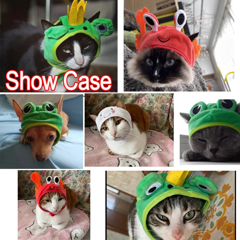 Cat cap Hat Funny Hat Gato Crab Frog Dress Costume Christmas Cosplay Funny Cosplay Warm Headdress Puppy Cat Accessories Pet  Hat