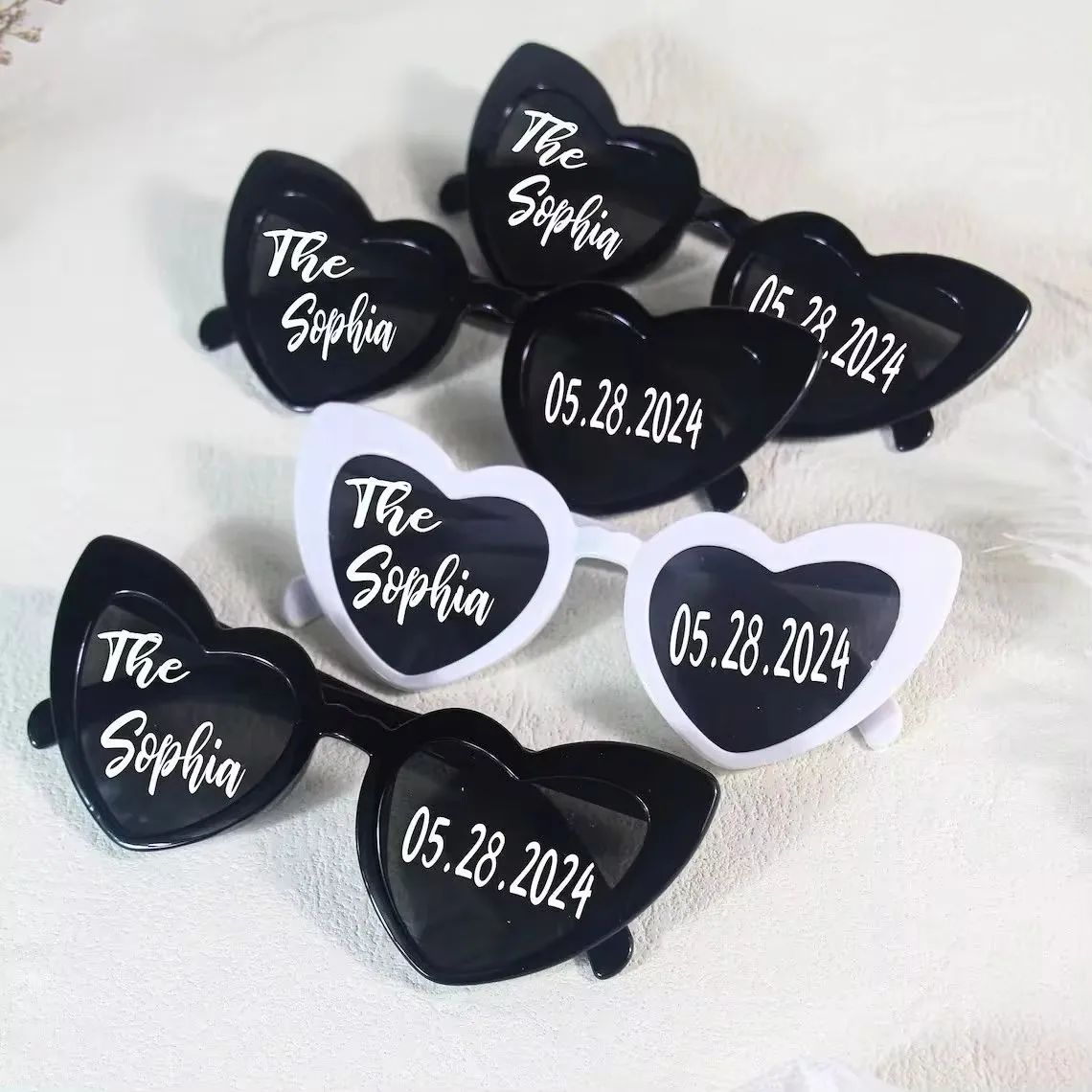 Personalised Wedding Sunglasses Love Heart Sunglasses White Wedding Custom name Sunglasses Wedding Date Initials Wedding Gift