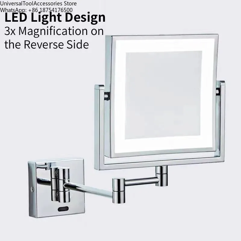 

Modern Square Mirror with Alloy Frame and Glass Lens, Eco-Friendly Design, Lighted Wall-Mounted, Hotel-Specific