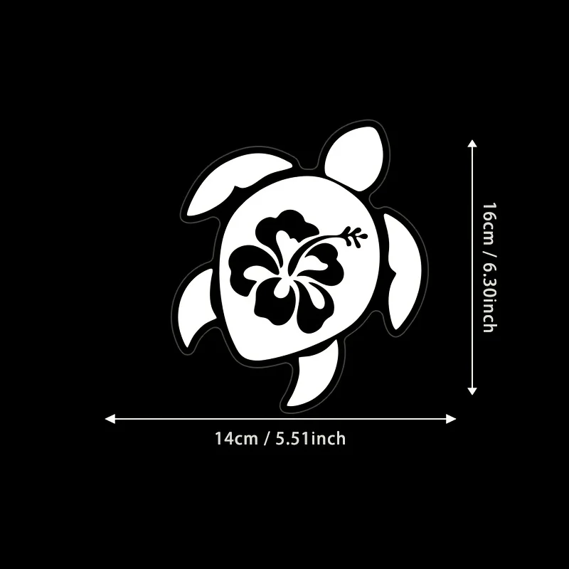 Turtle Hibiscus Flower Decal for Car Window,Body,Motorcycle,Computer,Wall,Fish Tank,Mirror Decor