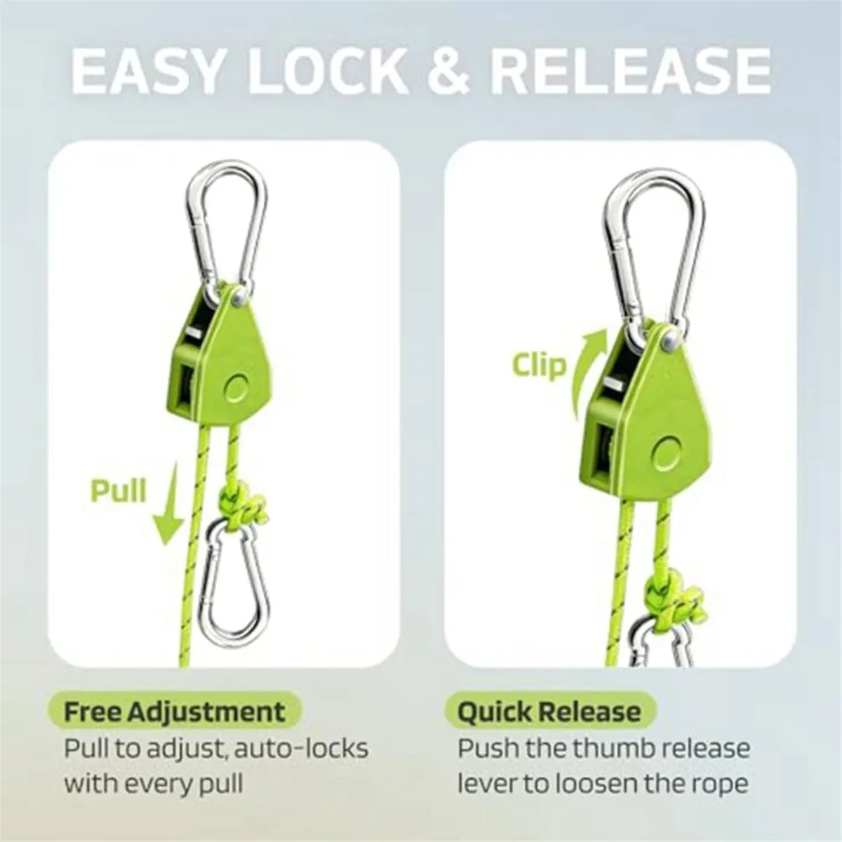 【COUNTDOWN DEAL】 6 Pack Rope Tie Down Ratchet Retractable Paracord Rope Adjustable Rope Hanger Grow Light Camping Tent Kayak
