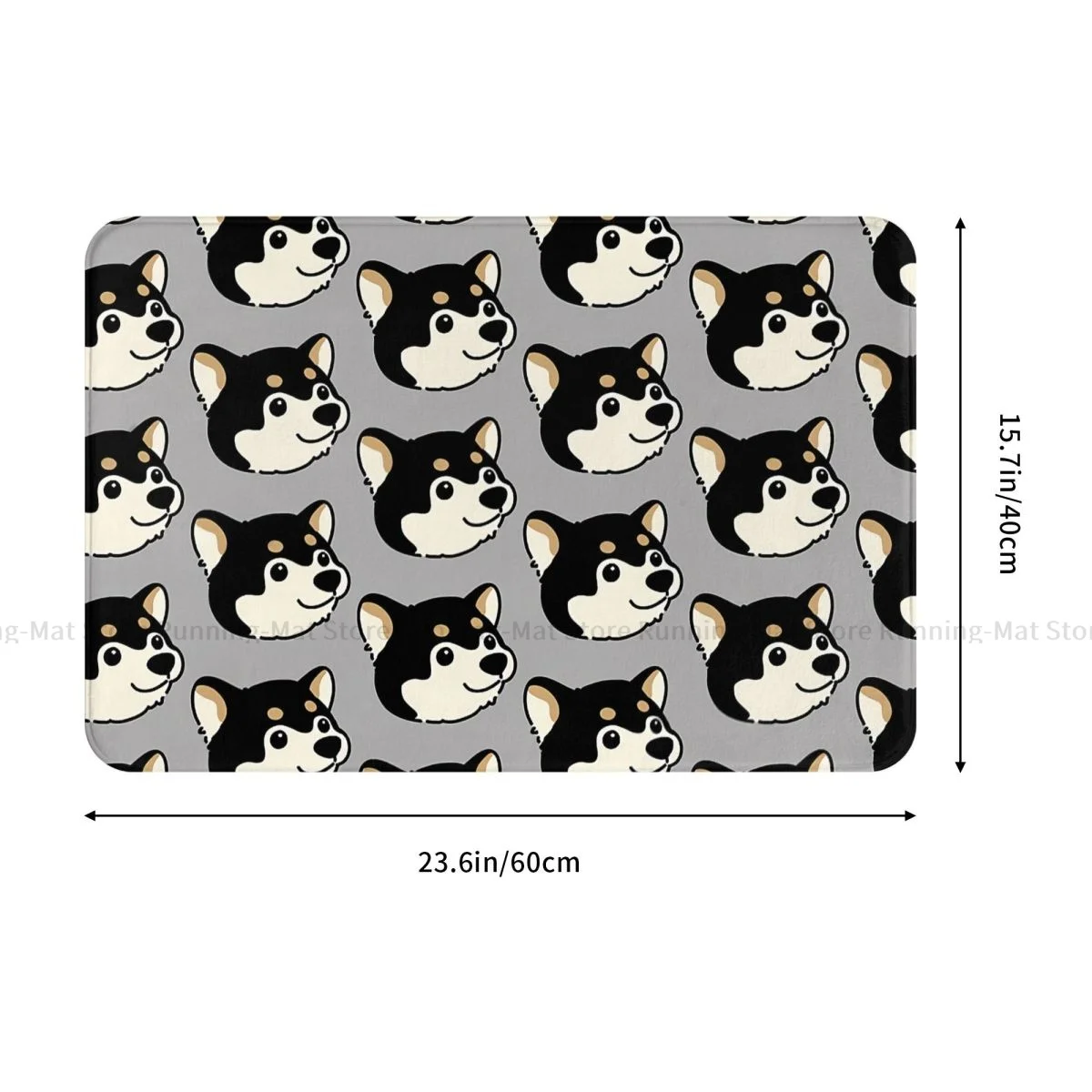 Cartoon Style Non-slip Doormat Cute Black Shiba Inu Head Bath Bedroom Mat Prayer Carpet Indoor Modern Decor