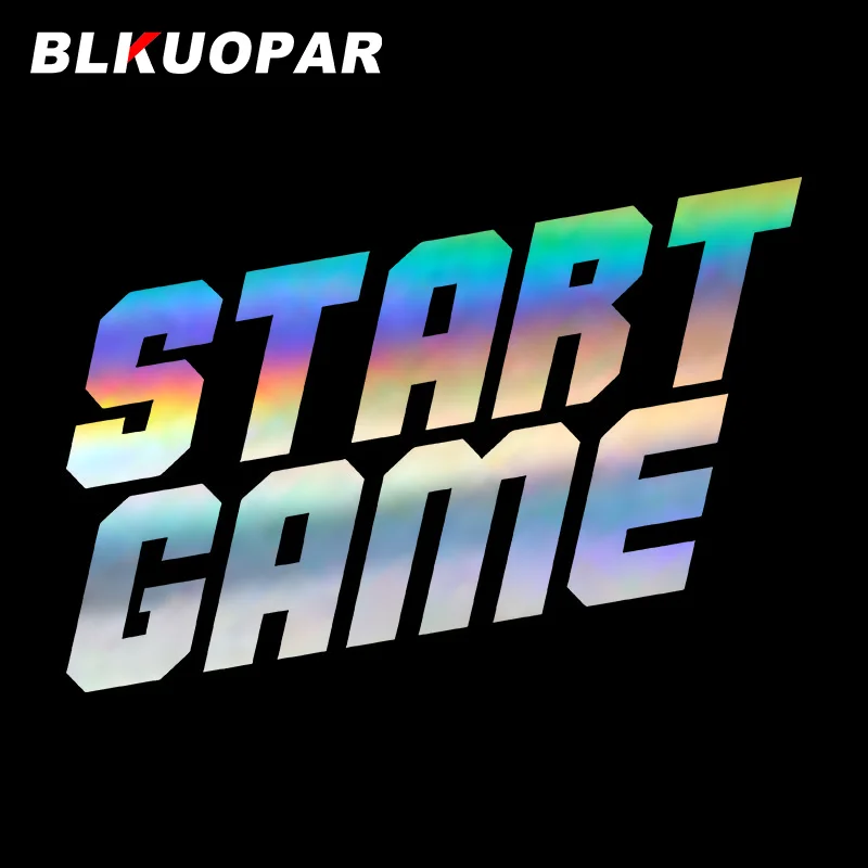 BLKUOPAR for Start Game Logo Car Stickers Creative Waterproof Text Funny Laser Decals Holographic VAN Car Door Decoration