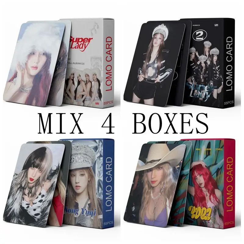 MIX 4 pudełka Kpop GIDLE karty Lomo fotokarty Yuqi nowy Album czuję pocztówki prezent dla fanów