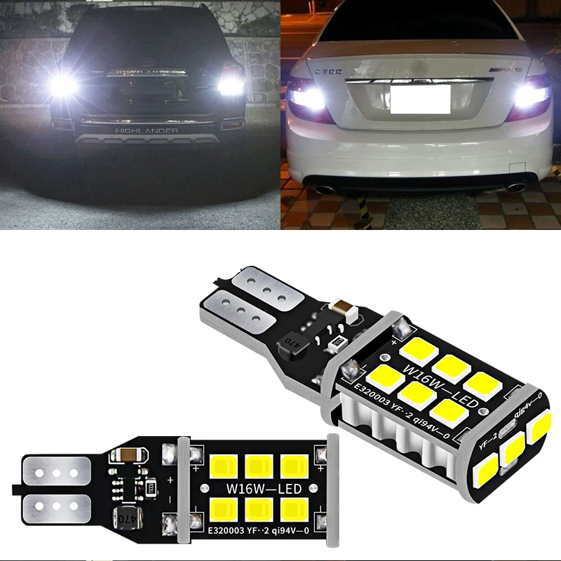 2/4pcs Canbus T16 T15 921 W16W White LED Bulb Car Backup Reverse Lights 6000K 12V Back Up Rear Lamp Car Accessories