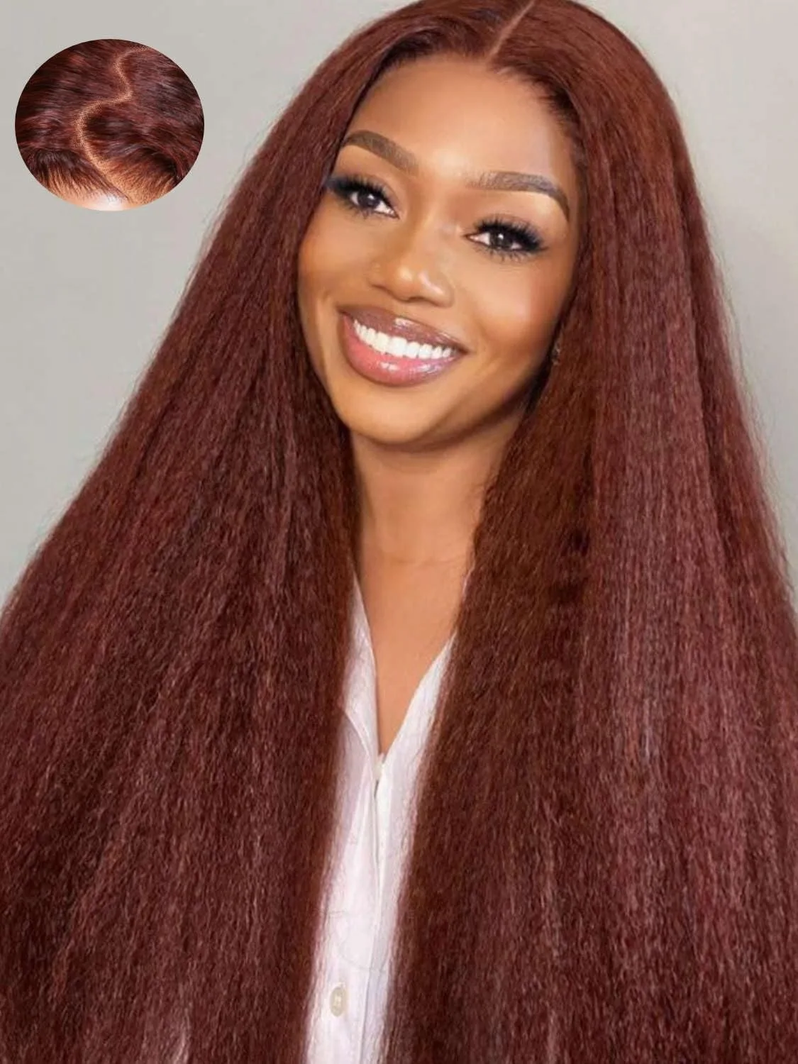 

250% Плотность Красновато-коричневый Кудрявый Прямой Парик Человеческих Волос 13x4 HD Парик Фронта Шнурка Яки Прямой Бразильский Парик Из Необработанных Человеческих Волос