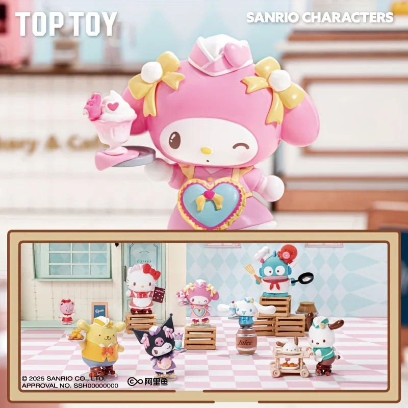 TOPTOY Sanrio Roller Skating Western Restaurant Series Blind Box Mystery Box Toys Kawaii Ornaments Figurines Home Decor Desktop