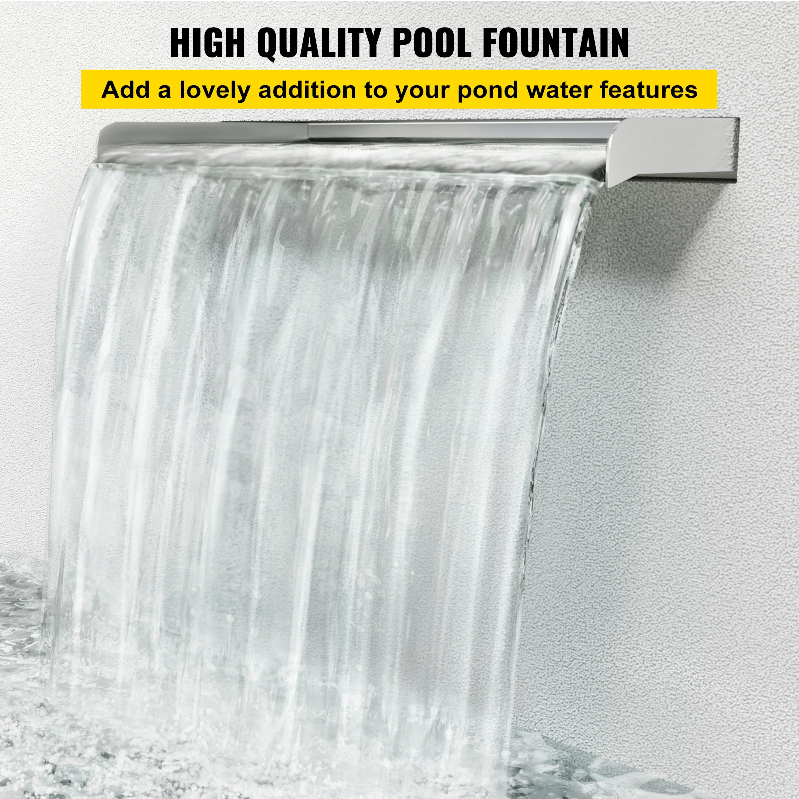 VEVOR Pool Fountain Stainless Steel Pool Waterfall Spillway Pipe Connector Rectangular Garden Outdoor Sturdy Corrosion Proof