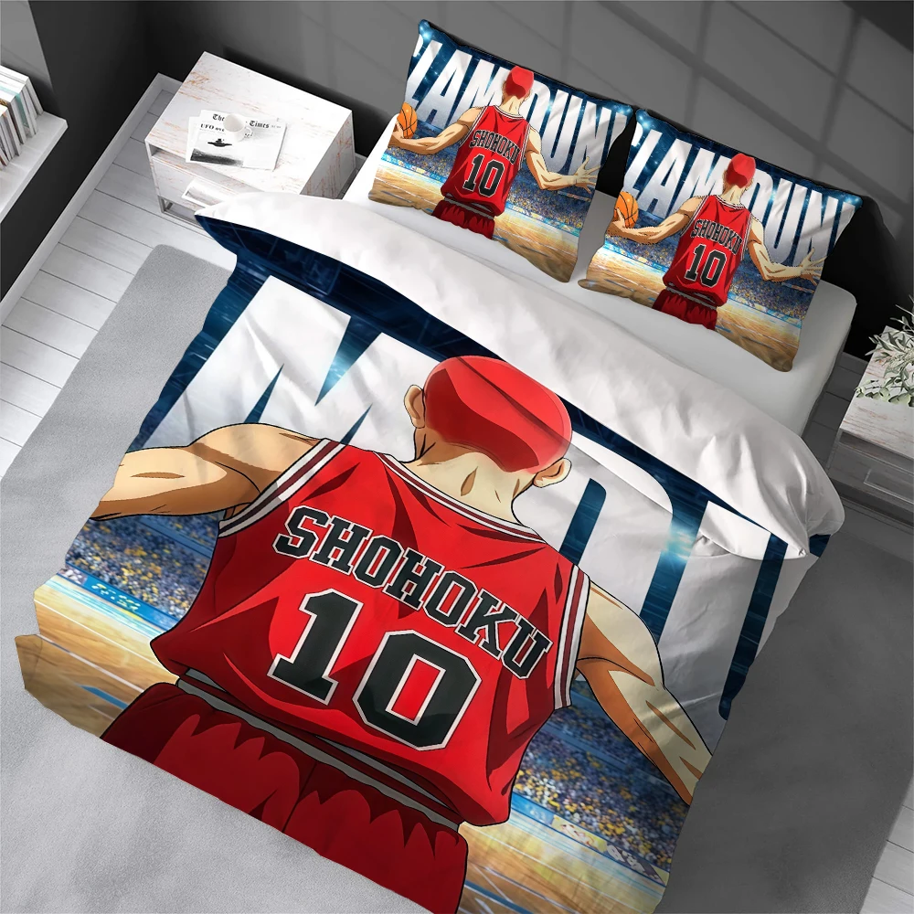 Sakuragi أنيمي سلام D-Dunk حاف مجموعة غطاء لينة غسل القطن السرير 3 قطعة الصيف مريحة طالب عنبر المنزل الطفل الفراش