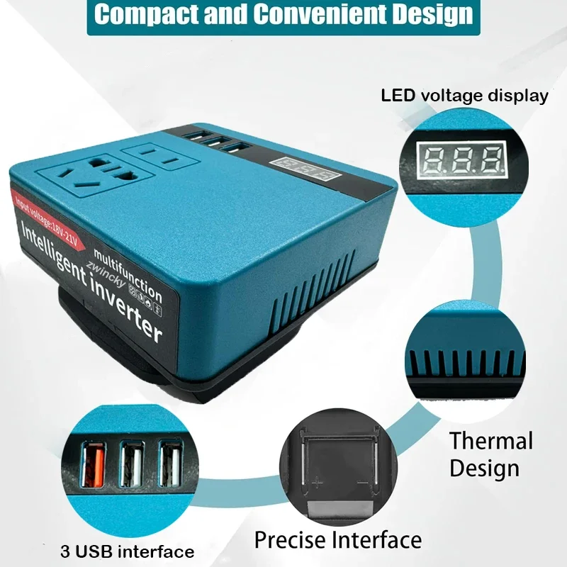

120 Вт Инвертор напряжения постоянного тока от 18 В до 220 В Инвертор адаптер источник питания инвертор для бытовой техники для батареи Makita 18 в