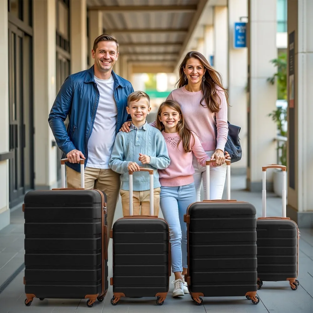 Conjunto de bagagem de 4 peças mala giratória hardshell leve trava TSA